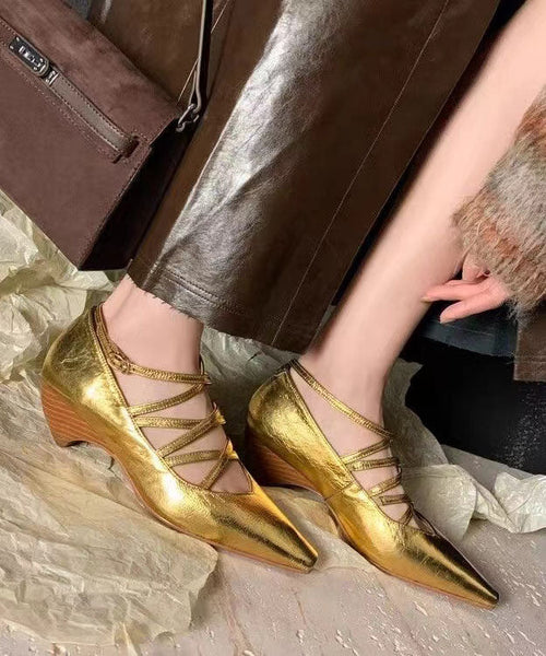 Wedge Heel Shoes Cross Strap Buckle Fashion Chocolate Hollow Out JJ031 Shoe-PG240609