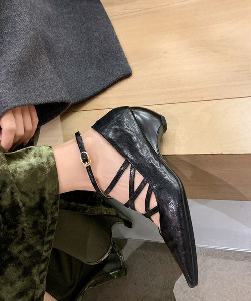 Wedge Heel Shoes Cross Strap Buckle Fashion Chocolate Hollow Out JJ031 Shoe-PG240609