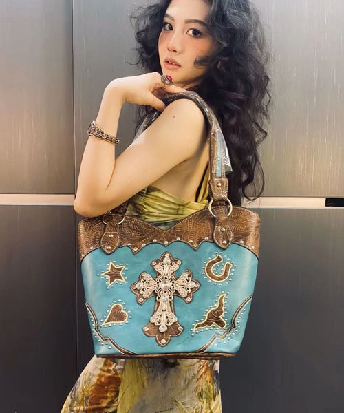 Western Style Hardware Diamond Cross Satchel Bag Handbag GG085 Bag-BGS240606