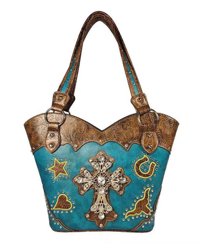 Western Style Hardware Diamond Cross Satchel Bag Handbag GG085 Bag-BGS240606