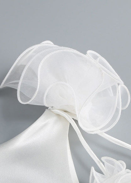 Silk Summer White Dress Party Zippered Backless Solid FashionChic