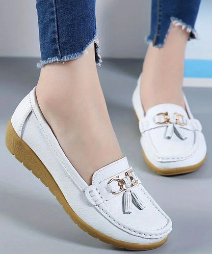 White Casual Splicing Comfortable Loafer Shoes UU006 OM-XZ240821