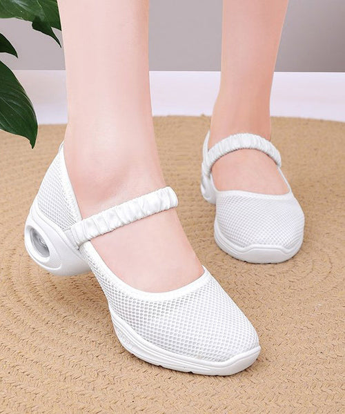 Buckle Sport Mesh Breathable Shoes White Chunky Strap FashionChic