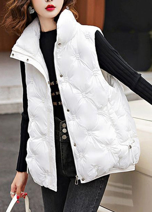 White Cinched Drawstring Waistcoat Zippered Waistcoat Sleeveless RK016 ABC