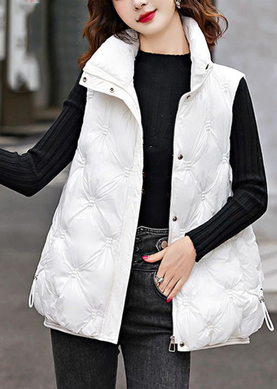 White Cinched Drawstring Waistcoat Zippered Waistcoat Sleeveless RK016 ABC