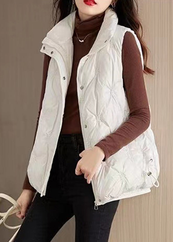 White Cinched Drawstring Waistcoat Zippered Waistcoat Sleeveless RK016 ABC