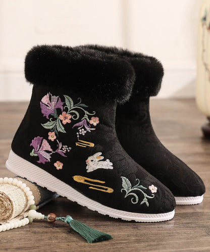 White Cotton Fabric Embroidery Splicing Chinese Style Boots TQ056 ABC