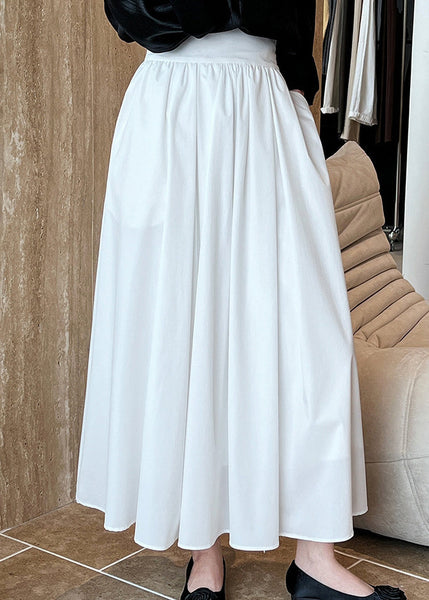White Cotton Pleated Skirt Exra Large Hem Spring QQ1005 Ada Fashion