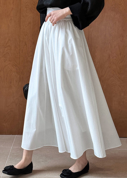 White Cotton Pleated Skirt Exra Large Hem Spring QQ1005 Ada Fashion