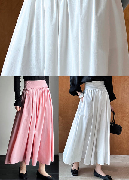 White Cotton Pleated Skirt Exra Large Hem Spring QQ1005 Ada Fashion