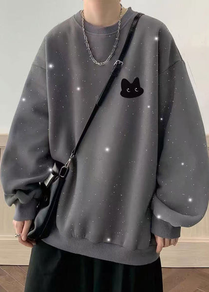 Cotton Spring O Men Gypsophila Sweatshirt Neck Sequins White FashionChic