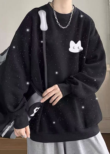 Cotton Spring O Men Gypsophila Sweatshirt Neck Sequins White FashionChic