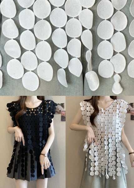 Original O Hollow Design White Out Summer Tops Neck FashionChic