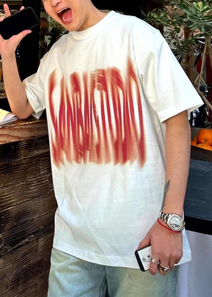 Letter O Cotton Men Summer White Neck Shirts T FashionChic