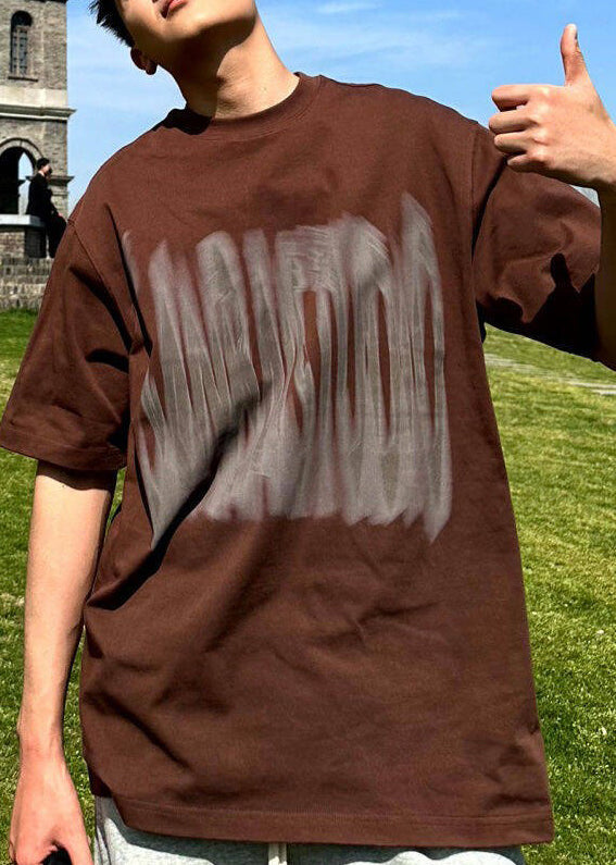 Letter O Cotton Men Summer White Neck Shirts T FashionChic