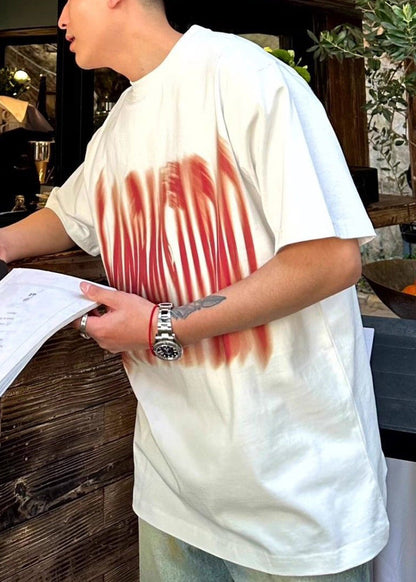 Letter O Cotton Men Summer White Neck Shirts T FashionChic