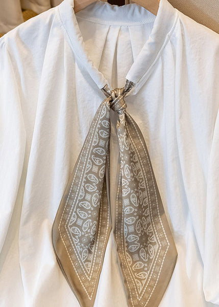 White Oversized Cotton Blouses Scarves Spring YK028 OM-MZF250306