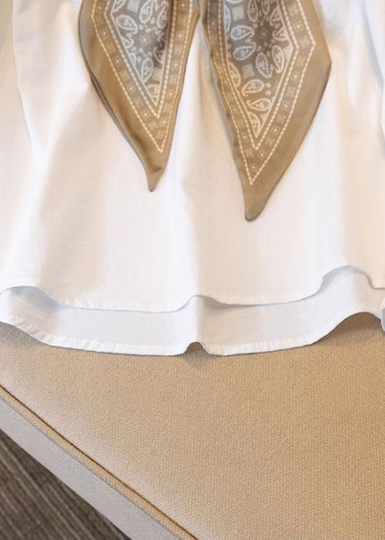 White Oversized Cotton Blouses Scarves Spring YK028 OM-MZF250306