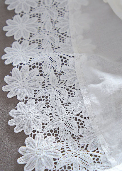 White Patchwork Lace Cotton Shirt Wrinkled Summer YY009 OL-HTP2408-16