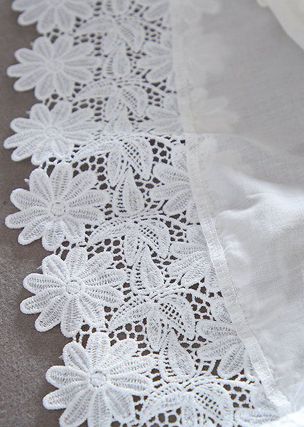 White Patchwork Lace Cotton Shirt Wrinkled Summer YY009 OL-HTP2408-16