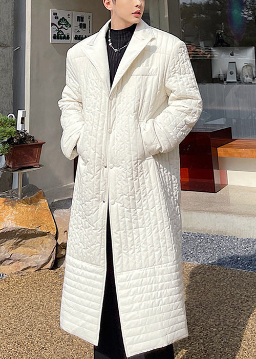 White Pockets Solid Cotton Filled Men Long Coats Winter RJ053 ABC