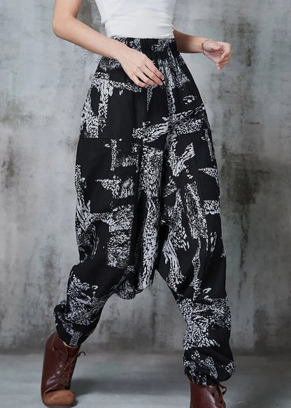 White Print Cotton Harem Pants Oversized Spring JK1012 Ada Fashion