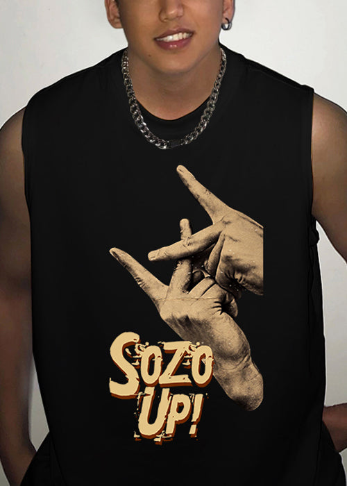 Summer Print Neck Mens Cotton White O Tank FashionChic