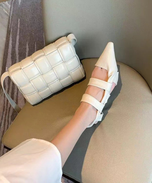 White Sandals Wedge Cowhide Leather Fashion Pointed Toe RT1086 Ada Fashion