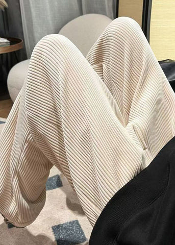 White Solid Loose Warm Fleece Corduroy Men Pants Elastic Waist Spring RM045 ABC