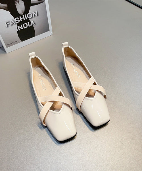 Splicing Women For Wine Shoes Red Flat Cross Leather Strap Faux FashionChic