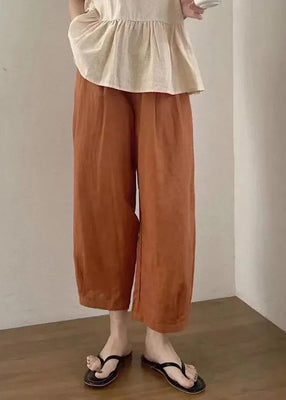 Set Two Summer Oversized Piece Linen Clothing Apricot Women FashionChic