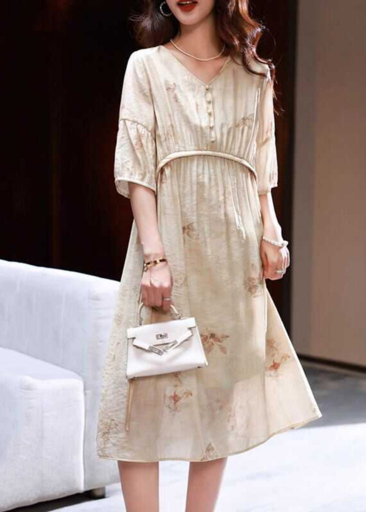 Women Apricot Print Patchwork Party Long Dress Summer WW039 OL-SDL240812