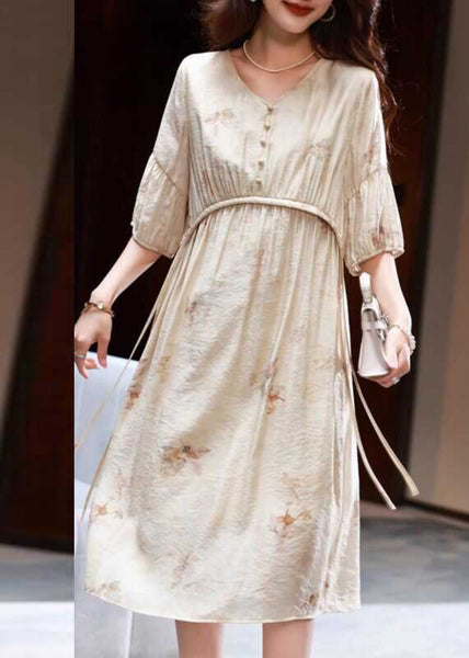 Women Apricot Print Patchwork Party Long Dress Summer WW039 OL-SDL240812