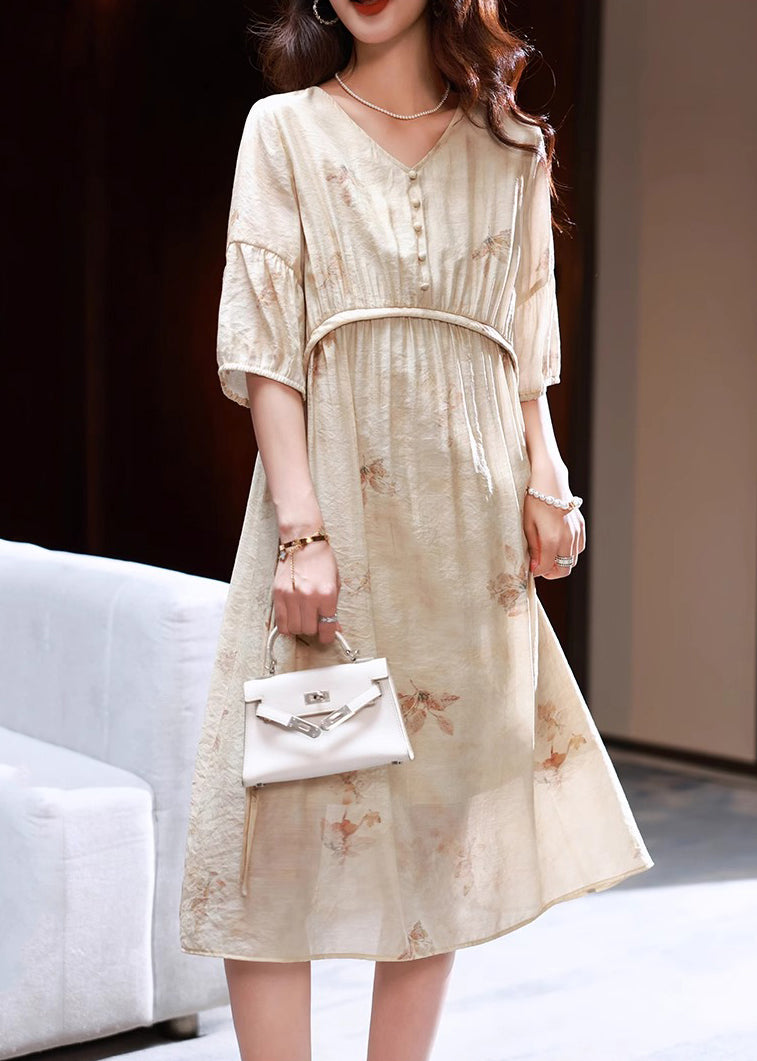 Women Apricot Print Patchwork Party Long Dress Summer WW039 OL-SDL240812