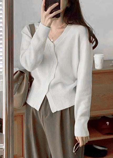 Top en maille patchwork à col en V abricot pour femme, automne TU036