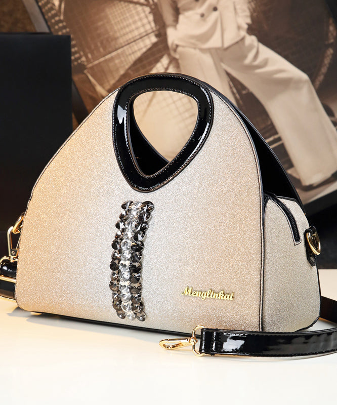 Women Apricot Zircon Large Capacity Faux Leather Tote Handbag YX006 ABC