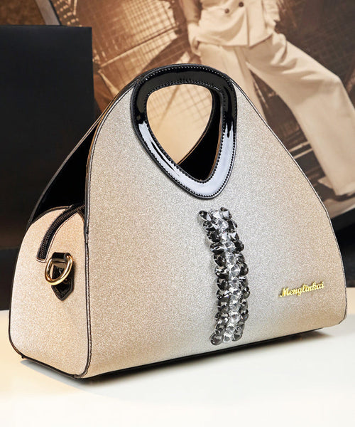 Women Apricot Zircon Large Capacity Faux Leather Tote Handbag YX006 ABC