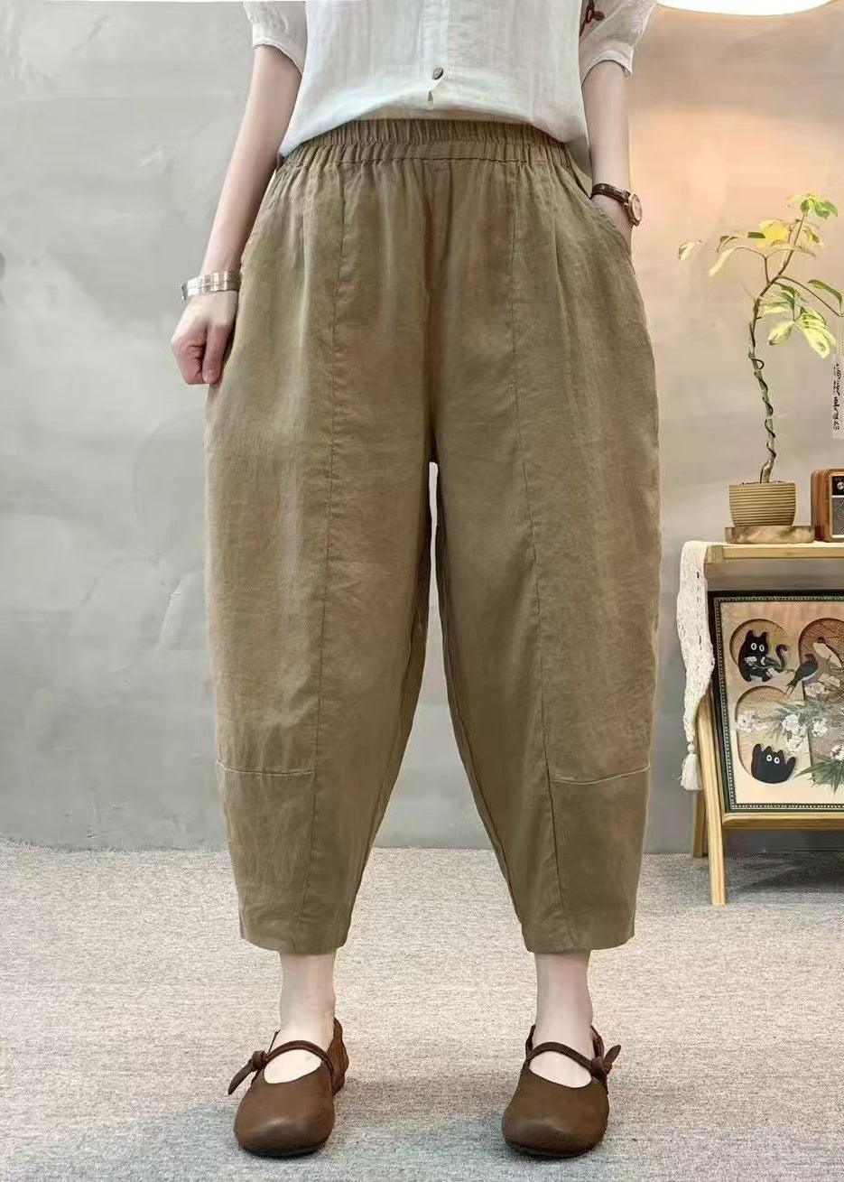 Linen Women Pants Oversized Army Summer Green Harem FashionChic