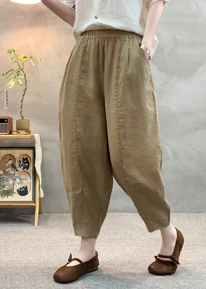 Linen Women Pants Oversized Army Summer Green Harem FashionChic