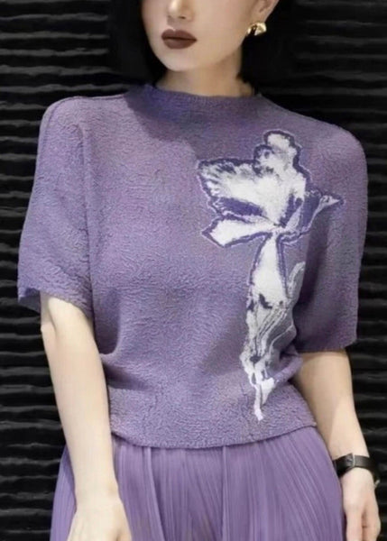 Women Batwing Shirts Beige Wrinkled Cotton T Sleeve Print FashionChic
