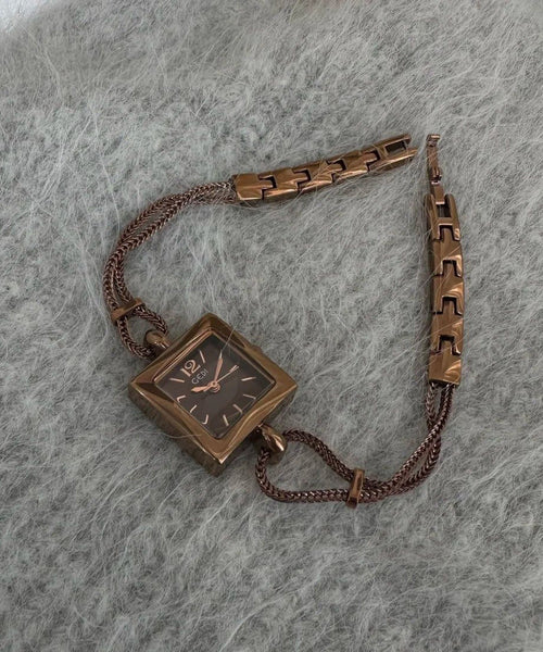 Alloy Black Crystal Square Watches Women Hardlex Chain FashionChic