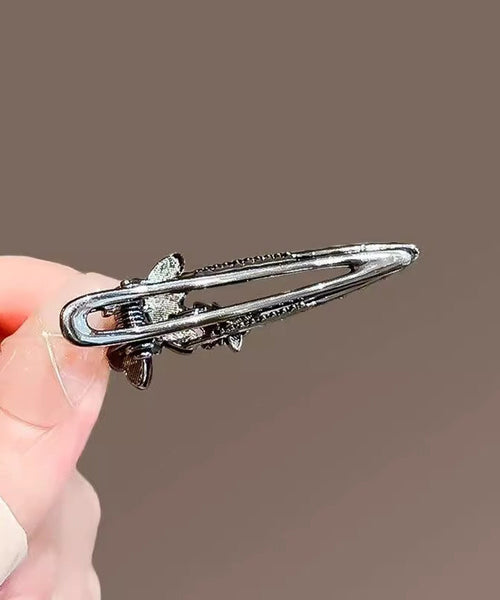 Women Zircon Butterfly Alloy Coloured Hairpin Black Glaze FashionChic