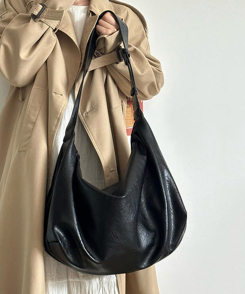 Women Black Large Capacity Faux Leather Satchel Handbag WI036 Bag-BGS241105