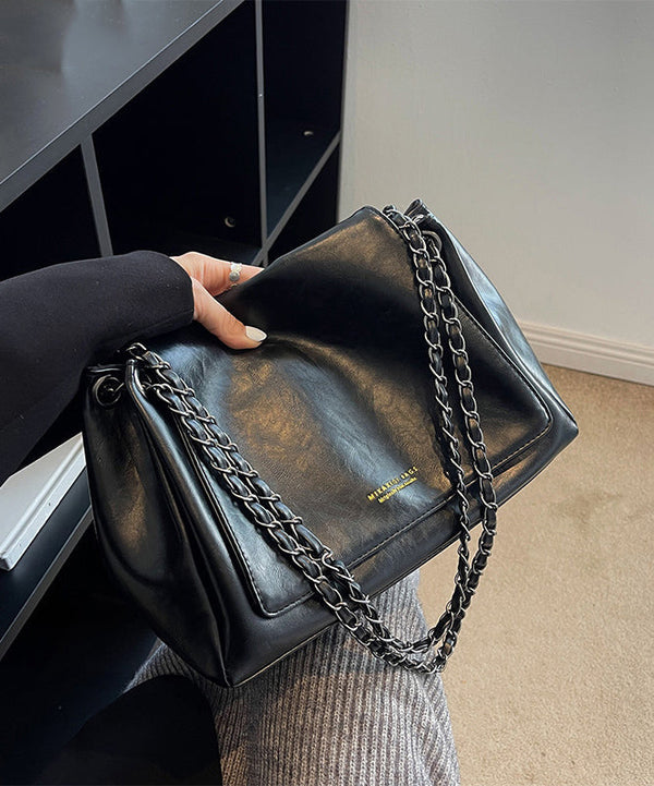 Women Black Patchwork Faux Leather Satchel Bag Handbag UU1070 Bag-BGS240527
