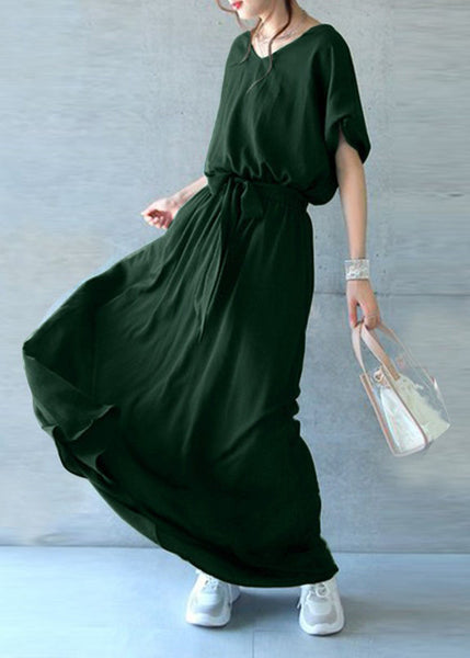 Summer Black Dresses Women Tie Hem Cotton Exra Large Waist FashionChic