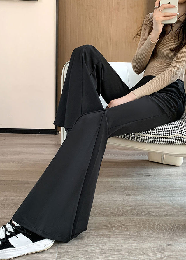 Women Black Tummy Control Spandex Bell-bottom Trousers Spring YP003 ABC