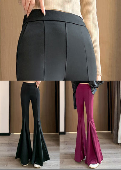 Women Black Tummy Control Spandex Bell-bottom Trousers Spring YP003 ABC