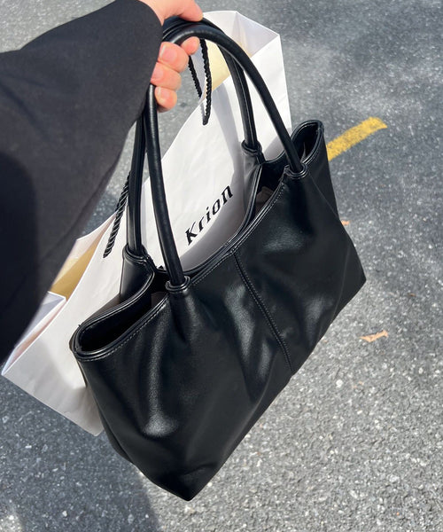 Versatile Black Satchel Women Faux Handbag Leather FashionChic