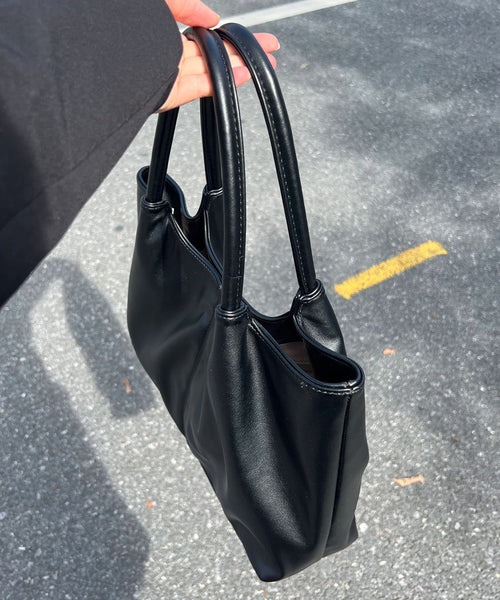 Versatile Black Satchel Women Faux Handbag Leather FashionChic