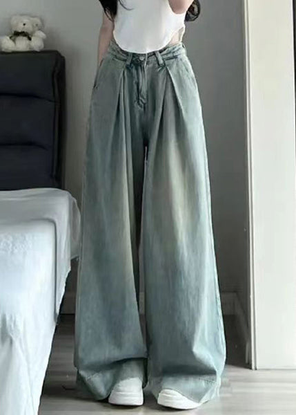 Women Blue Button Pockets High Waist Denim Pants Summer KK008 SH-LF-LPTS240602